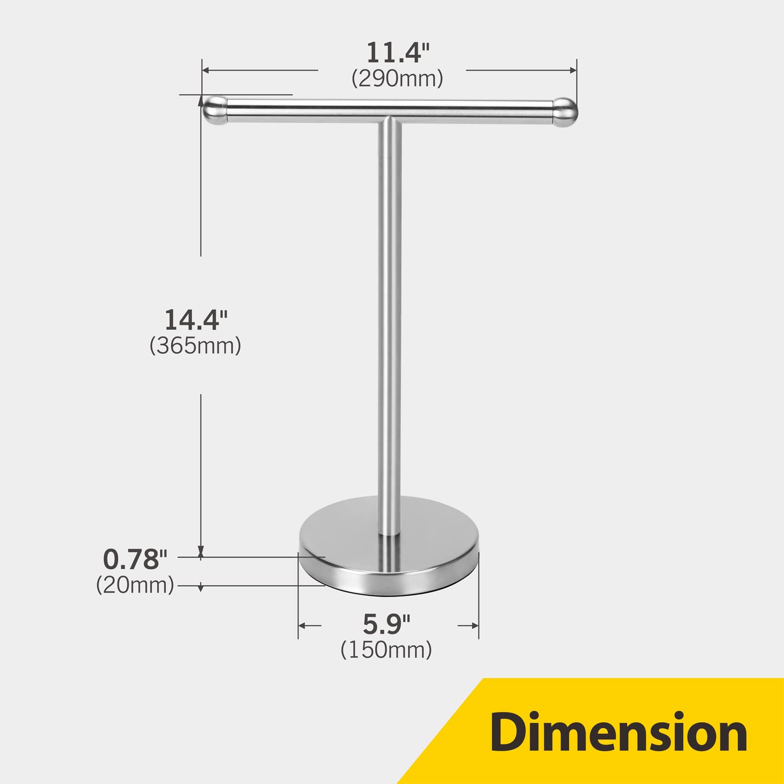 Hand Towel Holder, Hand Towel Rack Stand with Heavy Weighted Base, Countertop Hand Towel Holder Stand for Bathroom，SUS304 Stainless Steel (Silver-Brushed)