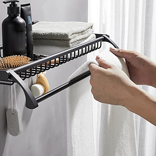 NADAENQ Punch-Free Towel Holder, Space Aluminum Bathroom Rack, Black Bath Towel Rack Apply to Bathroom, Kitchen and Wardrobe,50cm