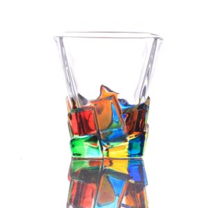 Aebor Colorful Drinking Glasses, Hand Painted Colored Water Glasses, Multicolor Water Glasse,Whiskey Wineglass Glasses,Tumbler Glasses (Ice cube)