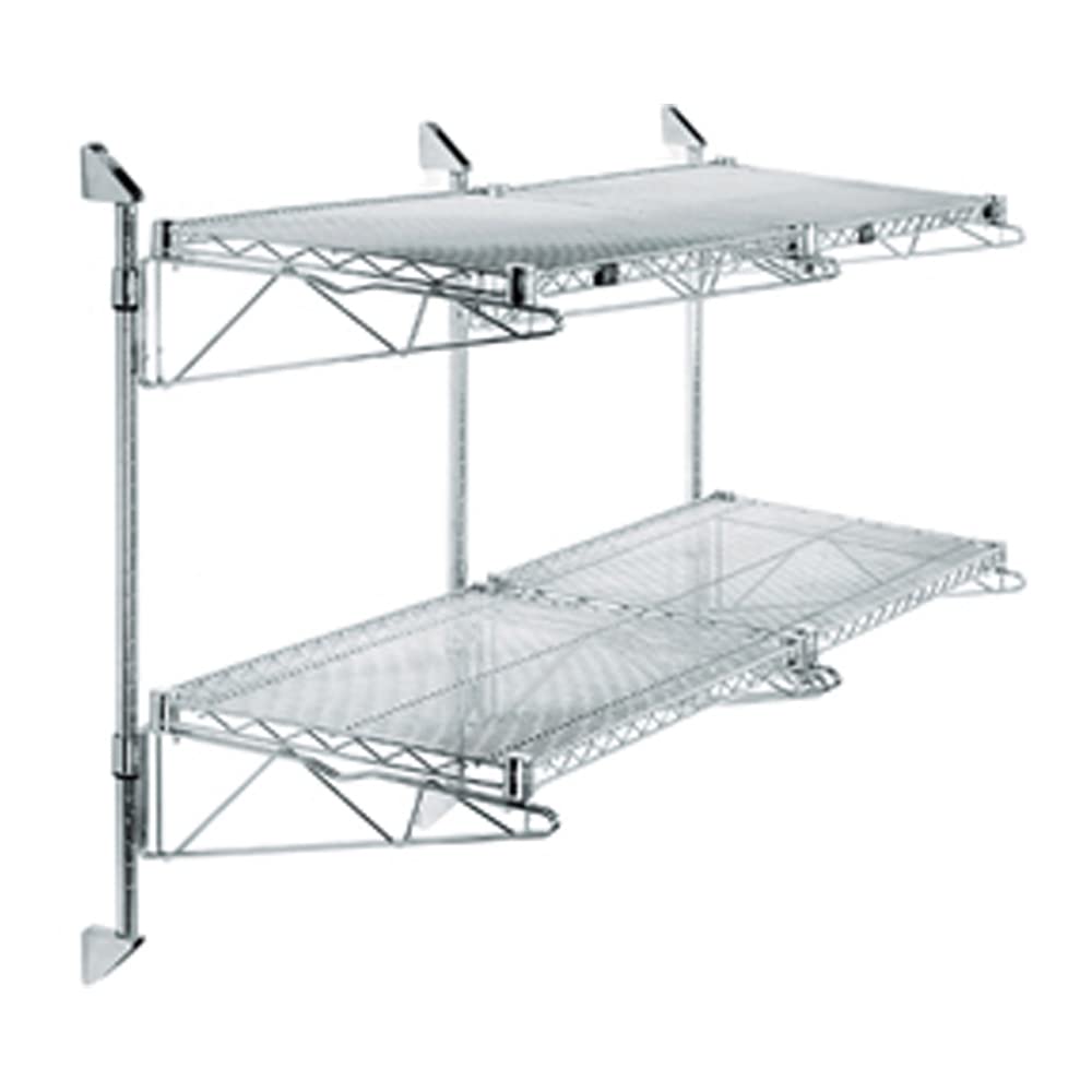 Quantum Storage Systems WC34-CB1848GY Cantilever Double Shelf Post Wall Mount, Carbon Steel, Epoxy Coated, Gray, NSF