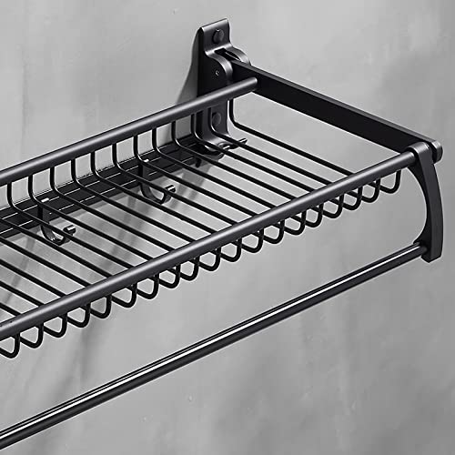 NADAENQ Punch-Free Towel Holder, Space Aluminum Bathroom Rack, Black Bath Towel Rack Apply to Bathroom, Kitchen and Wardrobe,50cm