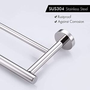 Towel Rail Bar Stainless Steel Double Towel Holder 75cm / 29.5 inches Wall Mounted Polished Bath Towel Rack for Bathroom and Kitchen, Silver