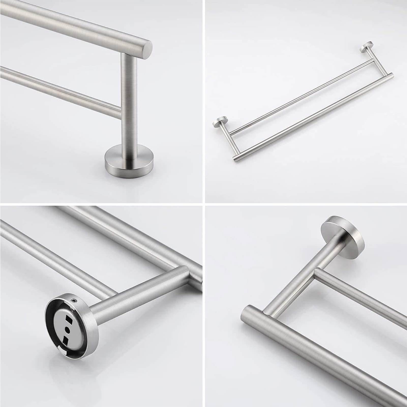 Towel Rail Bar Stainless Steel Double Towel Holder 75cm / 29.5 inches Wall Mounted Polished Bath Towel Rack for Bathroom and Kitchen, Silver