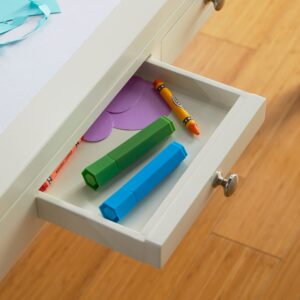 Martha Stewart Crafting Kids Art Table with Paper Roll - Creamy White: Kids Craft Desk and Art Organizer for Kids | Wooden Toddler Activity Table | Playroom Arts and Craft Storage