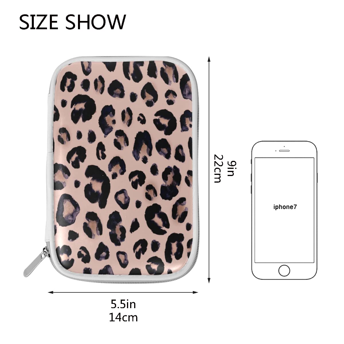 Leopard Print Cheetah Pink Pencil Case Pen Case Pencil Bag Pouch Zipper Organizer Stationery School Bag Holder Makeup Bag for Kids Teen Office