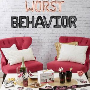 Worst Behavior Balloons Rose Gold and Black Boujee Drake Party Banner Bride To Be/We are Engaged/Bridal Shower/Hip Hop/Hen Party/Engagement Themed Bachelorette Party Supplies Decorations