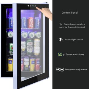 WATOOR 85 Cans Wine Cooler and Beverage Refrigerator with Glass Door Removable Wire Shelves 40°F - 61°F 2.7 Cu Ft