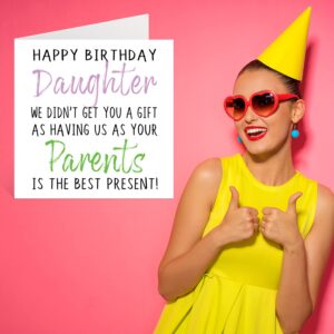 Funny Birthday Cards for Daughter From Parents - Happy Birthday Daughter No Gift - Birthday Card from Dad Papa Pops Mom, Daughter Rude Birthday Gifts, 5.7 x 5.7 Inch Joke Humor Greeting Cards for Her