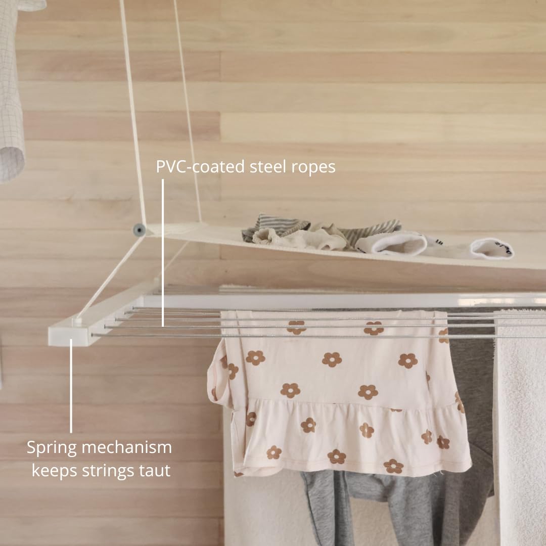 Höllsen Ceiling Mounted Clothes Drying Rack Made of Aluminium Perfect Design for Laundry Room