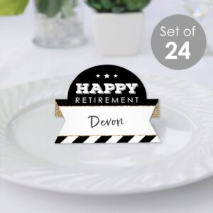 Big Dot of Happiness Happy Retirement - Retirement Party Tent Buffet Card - Table Setting Name Place Cards - Set of 24