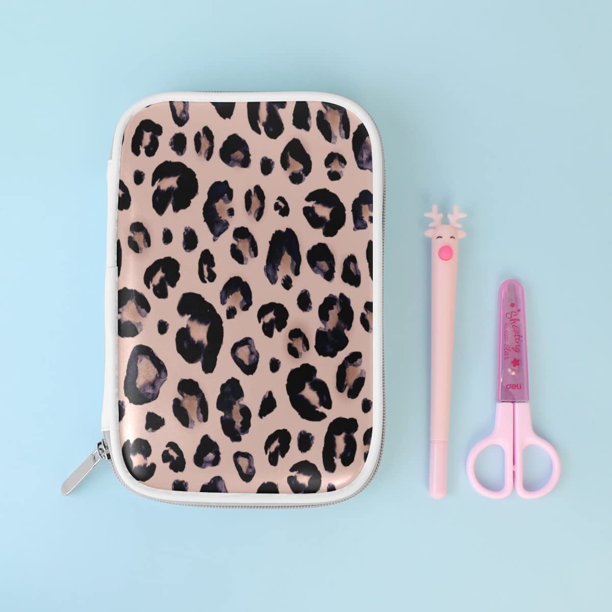 Leopard Print Cheetah Pink Pencil Case Pen Case Pencil Bag Pouch Zipper Organizer Stationery School Bag Holder Makeup Bag for Kids Teen Office