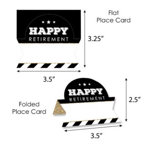 Big Dot of Happiness Happy Retirement - Retirement Party Tent Buffet Card - Table Setting Name Place Cards - Set of 24