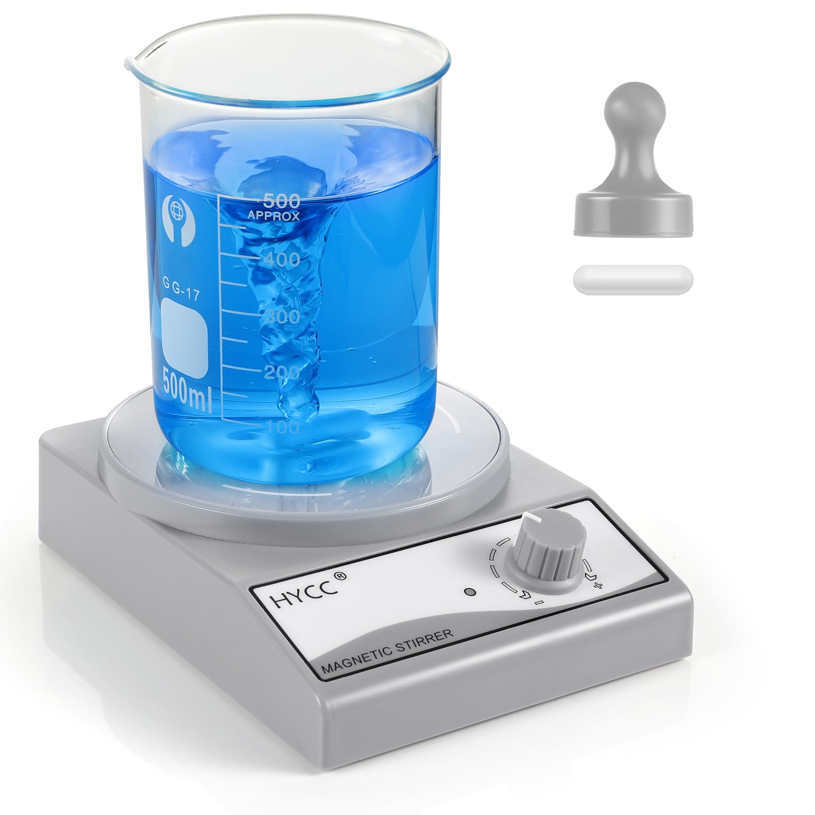 HYCC Laboratory Magnetic Stirrer with Magnetic Stirring bar and Stirring bar Retriever, 3000 RPM, max. Capacity: 3000ml