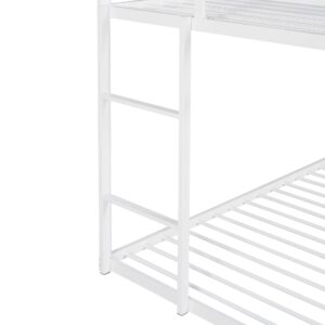 Harper & Bright Designs Twin Over Twin House Bunk Bed, Metal Floor Bunk Bed Frame for Kids, Built-in Ladder, No Box Spring Needed - White