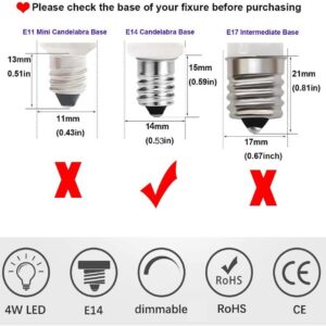 E14 led Light Bulb dimmable, e14 European Screw Base LED Light Bulbs 40 Watt Incandescent Bulb Equivalent, 4W T3/T4 European Base Replacement Omni-Directional,Warm White 3000k(5-Pack)