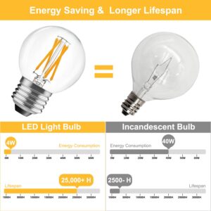 BRIMAX 10 Pack G16.5 LED Light Bulbs 40 Watt, E26 Dimmable Small Globe LED Bulbs 4 Watt Edison Bulb 2700K Warm White,AC120V,Flicker Free for Ceiling Fans Pendant Chandelier Vanity Wall Sconce