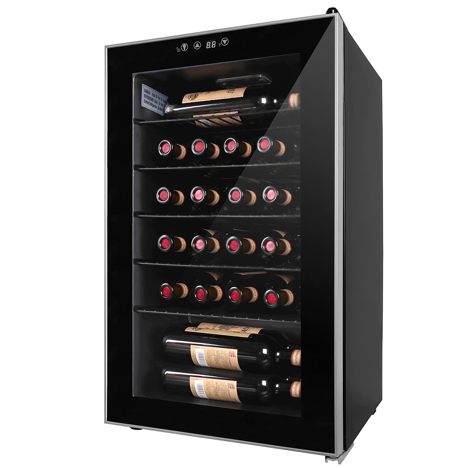 WATOOR 85 Cans Wine Cooler and Beverage Refrigerator with Glass Door Removable Wire Shelves 40°F - 61°F 2.7 Cu Ft