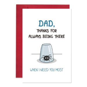 ogeby funny father’s day card for dad, cute spider birthday card from daughter son, dad thanks for always being there