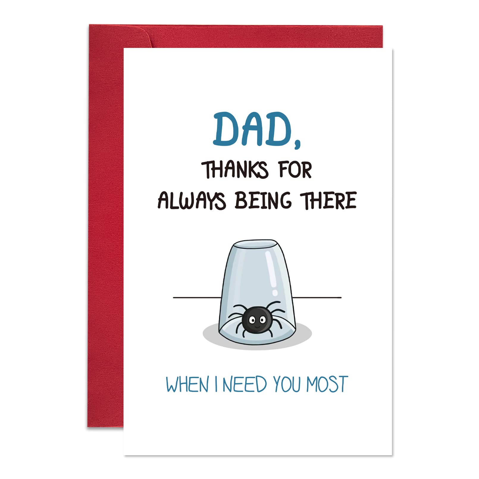 Ogeby Funny Father’s Day Card for Dad, Cute Spider Birthday Card from Daughter Son, Dad Thanks for Always Being There