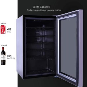 WATOOR 85 Cans Wine Cooler and Beverage Refrigerator with Glass Door Removable Wire Shelves 40°F - 61°F 2.7 Cu Ft