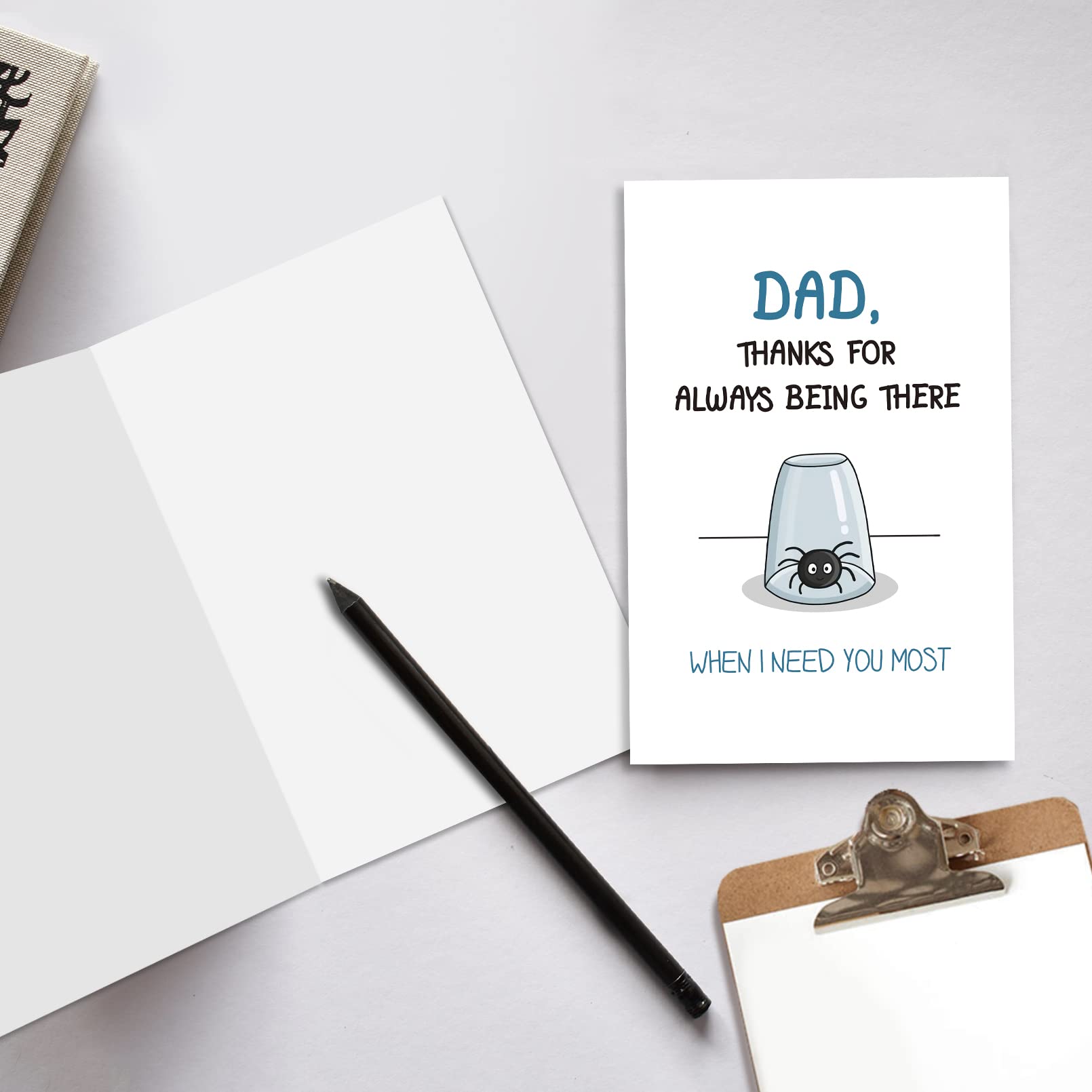 Ogeby Funny Father’s Day Card for Dad, Cute Spider Birthday Card from Daughter Son, Dad Thanks for Always Being There