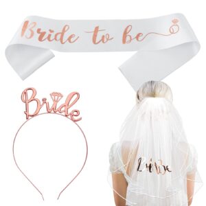 3pcs bachelorette night set: bride sash, veil, and tiara for bridal celebration