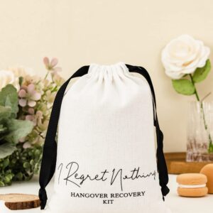 10 Pack Hangover Kit, 5x7 In Party Favor Bags, Wedding Survival Recovery Kit Bags Cotton Muslin Drawstring Bag for Bachelorette Party Bridal Shower Party