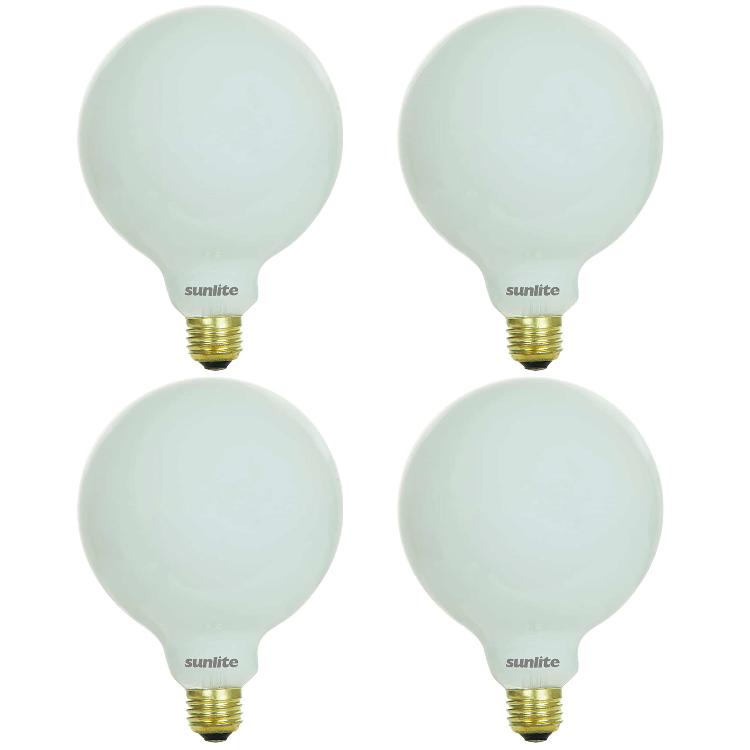 Sunlite 41688 Incandescent G40 Globe Light Bulb, Frosted, 60 Watts, 498 Lumens, Medium E26 Base, Decorative, Dimmable, Pendant, Vanity Mirror, 2600K Warm White, 4 Count