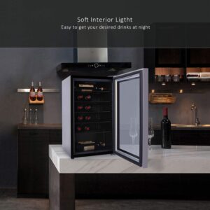 WATOOR 85 Cans Wine Cooler and Beverage Refrigerator with Glass Door Removable Wire Shelves 40°F - 61°F 2.7 Cu Ft