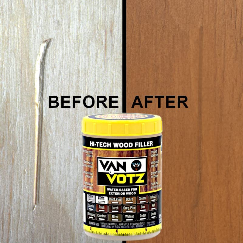 VAN VOTZ Hi-Tech Wood Filler for Exterior Wood in Colors (Cedar), Half-Pint/500g