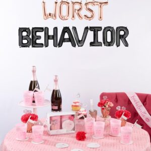 Worst Behavior Balloons Rose Gold and Black Boujee Drake Party Banner Bride To Be/We are Engaged/Bridal Shower/Hip Hop/Hen Party/Engagement Themed Bachelorette Party Supplies Decorations