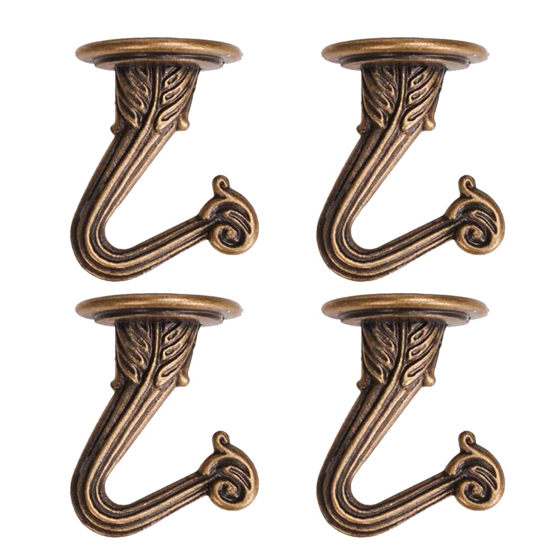 OBSTKUCHEN 4 Sets Swag Ceiling Hooks Heavy Duty Swag Hook with Hardware for Hanging Plants Ceiling Installation Cavity Wall Fixing (4, Antique Brass)