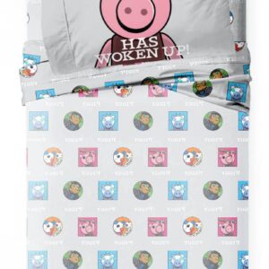 Jay Franco Piggy Join Us Twin Size Sheet Set - 3 Piece Set Super Soft and Cozy Kid’s Bedding - Fade Resistant Microfiber Sheets (Official Piggy Product)