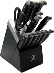 henckels international statement 14-pc self-sharpening knife block set | 6 steak knives, paring knife, santoku knife, bread knife, chef’s knife, & more