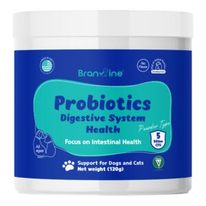 branvine probiotics powder pancreatic health, intensive gut health, diarrhea and constipation, allergies for dogs and cats (120g)