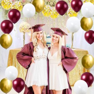 Graduation Decorations Maroon Gold 2024 Burgundy Gold Balloons/Burgundy Gold Birthday Decorations/30Pcs Burgundy White Gold Balloons 2024 Burgundy Graduation Party Decorations/Wedding