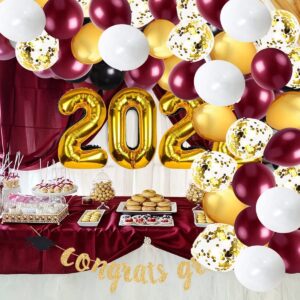 Graduation Decorations Maroon Gold 2024 Burgundy Gold Balloons/Burgundy Gold Birthday Decorations/30Pcs Burgundy White Gold Balloons 2024 Burgundy Graduation Party Decorations/Wedding