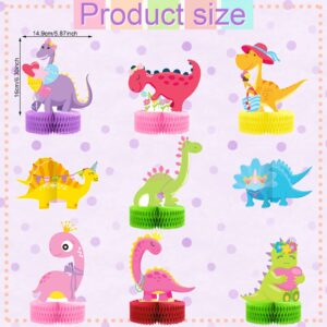 Leinuosen 9 Pcs Dinosaur Party Honeycomb Centerpieces Girls Dinosaur Center Piece for Table Decorations 3D Table Toppers Birthday Party Supplies for Baby Shower Decor Props