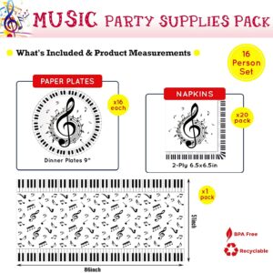 Musical Notes Party Supplies and Decorations,Include Musical Social Media Plates,Napkins,Music Notes Tablecloth,for Kids Music Theme Birthday Party Bridal Wedding Baby Shower Decor(16 Guests )