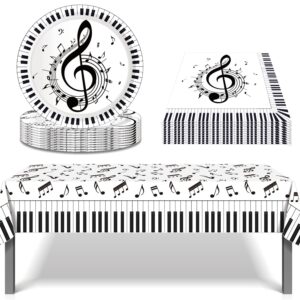 Musical Notes Party Supplies and Decorations,Include Musical Social Media Plates,Napkins,Music Notes Tablecloth,for Kids Music Theme Birthday Party Bridal Wedding Baby Shower Decor(16 Guests )