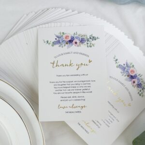 HUIHUANG Place Cards, 50 Pcs Greeting Card for Wedding, Bridal Shower, Thank You, 4 x 6 in, Blue Floral