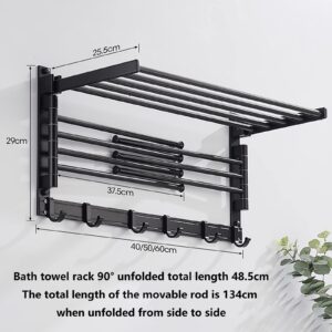 NADAENQ Bath Towel Holder, Multifunctional Rotating Towel Rack, No Punching Bathroom Towel Rack for Bathroom, Kitchen and Wardrobe,50cm