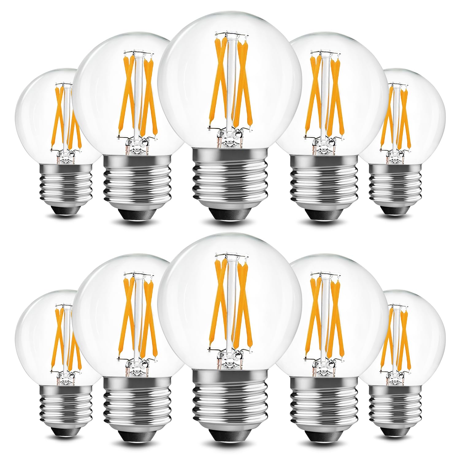 BRIMAX 10 Pack G16.5 LED Light Bulbs 40 Watt, E26 Dimmable Small Globe LED Bulbs 4 Watt Edison Bulb 2700K Warm White,AC120V,Flicker Free for Ceiling Fans Pendant Chandelier Vanity Wall Sconce