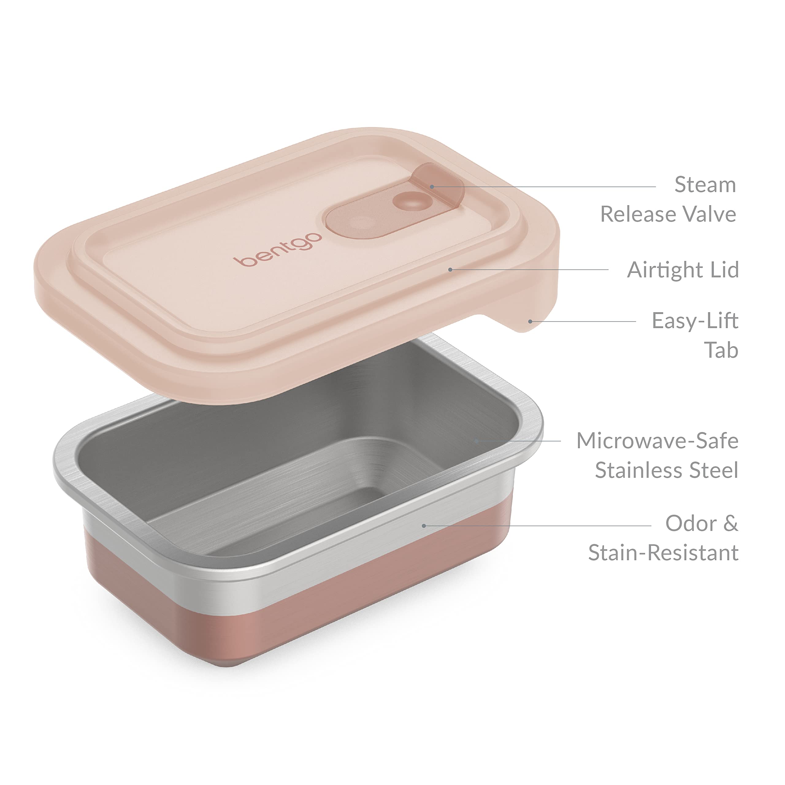 Bentgo MicroSteel Heat & Eat Container - Microwave-Safe, Sustainable & Reusable Stainless Steel Food Storage Container with Airtight Lid for Eco-Friendly Meal Prepping (Snack Size - 2 Cups)