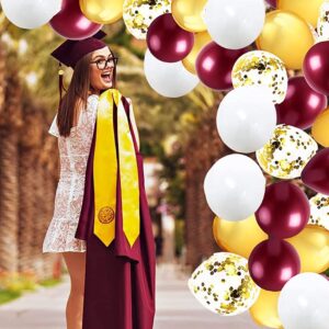 Graduation Decorations Maroon Gold 2024 Burgundy Gold Balloons/Burgundy Gold Birthday Decorations/30Pcs Burgundy White Gold Balloons 2024 Burgundy Graduation Party Decorations/Wedding