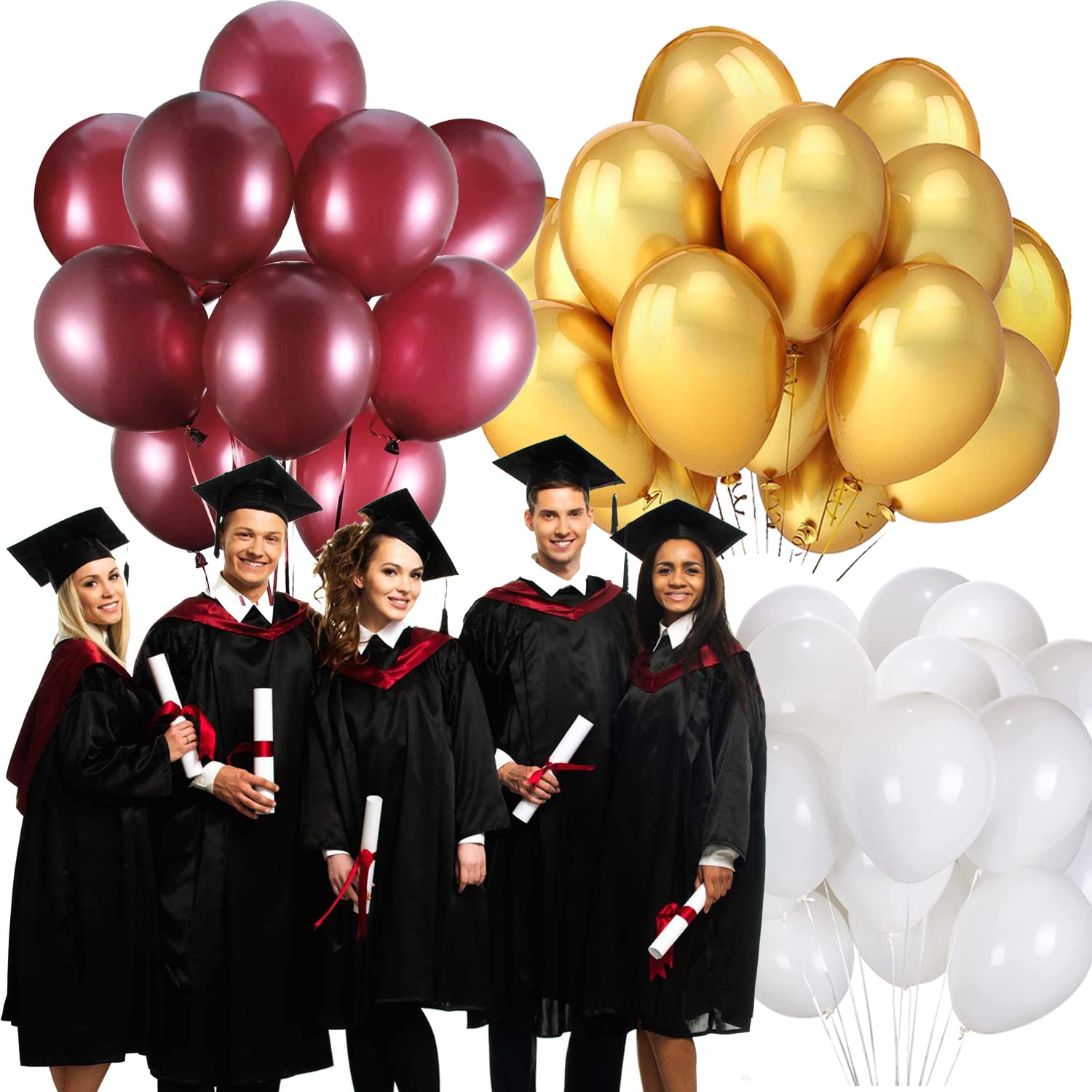 Graduation Decorations Maroon Gold 2024 Burgundy Gold Balloons/Burgundy Gold Birthday Decorations/30Pcs Burgundy White Gold Balloons 2024 Burgundy Graduation Party Decorations/Wedding