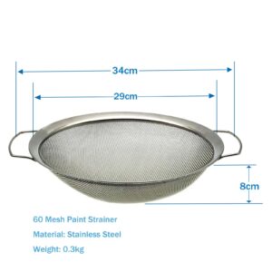 YUEBM Stainless Steel 60 Mesh Paint Strainer Fits Nicely Over a 5 Gallon Bucket and Filters Out Particulates From Almost Any Liquid, Easy to Use and Clean (1PCS)