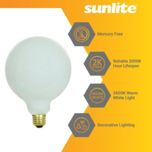 Sunlite 41688 Incandescent G40 Globe Light Bulb, Frosted, 60 Watts, 498 Lumens, Medium E26 Base, Decorative, Dimmable, Pendant, Vanity Mirror, 2600K Warm White, 4 Count