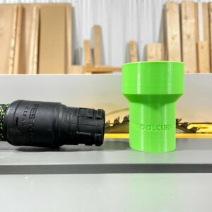 ToolCurve's hose adapter compatible with Festool 27mm hose to Dewalt, Milwaukee & Ridgid 2 1/4 Table Saws