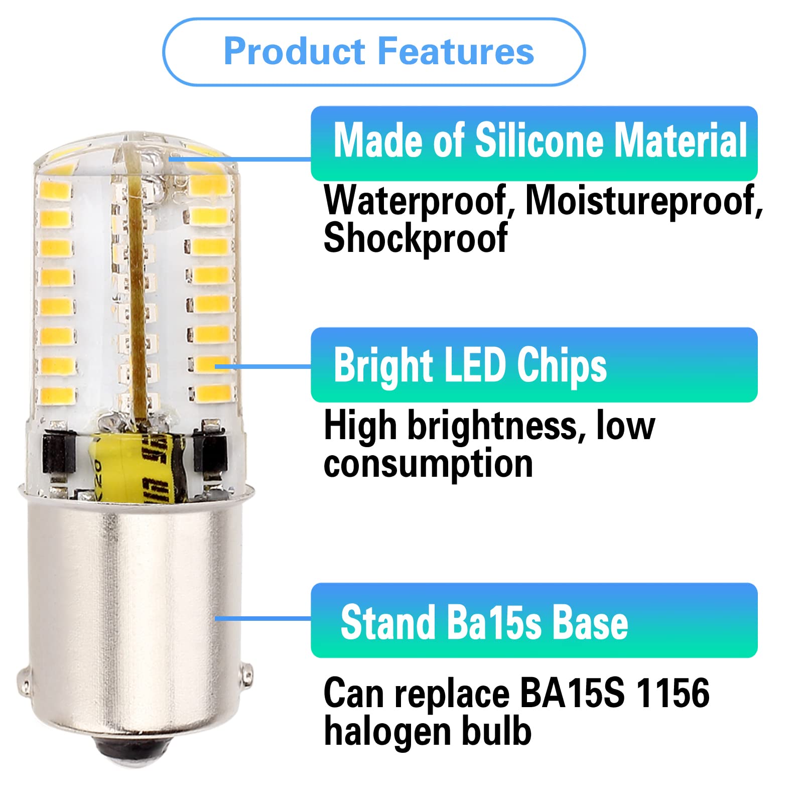 Ba15s 1156 P21w Led 12V Ac/Dc 6w Low Voltage Bulbs, 1141 S8 Single Contact Bayonet Base, 3000K Warm White, for Landscape Lighting, RV, Camper, Outdoor Path Lighting Deck Lighting. (Pack of 4)